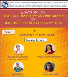 5 DAYS ONLINE FDP ON“MACHINE LEARNING USING PYTHON” Day 3 Session1