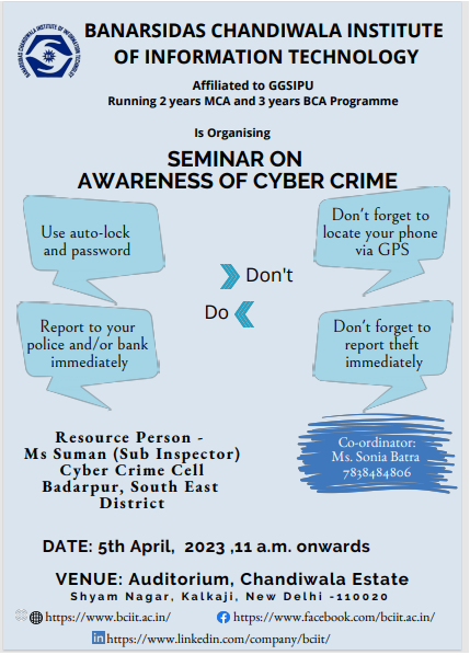 SEMINAR ON AWARENESS OF CYBER CRIME