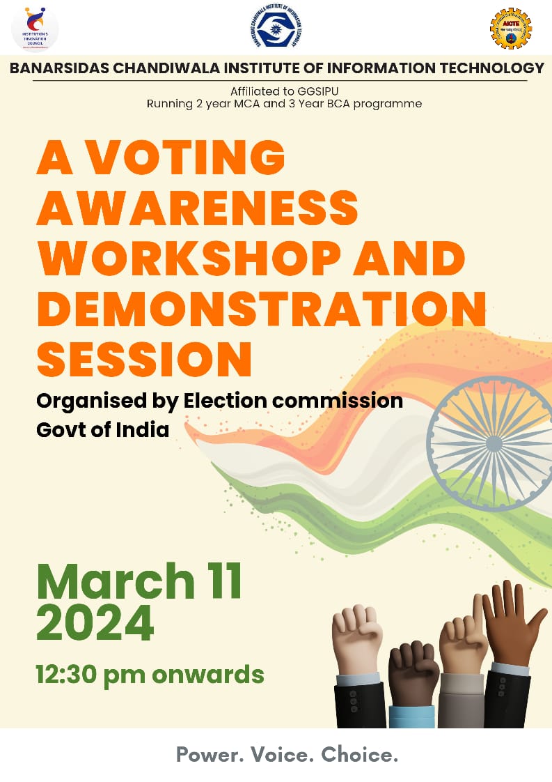 Voting Awareness Workshop on  March 11th 2024 to encourage the voters to participate in the democracy.