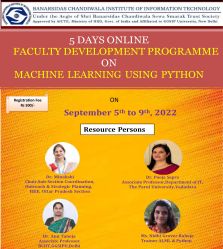  5 DAYS ONLINE FDP ON“MACHINE LEARNING USING PYTHON